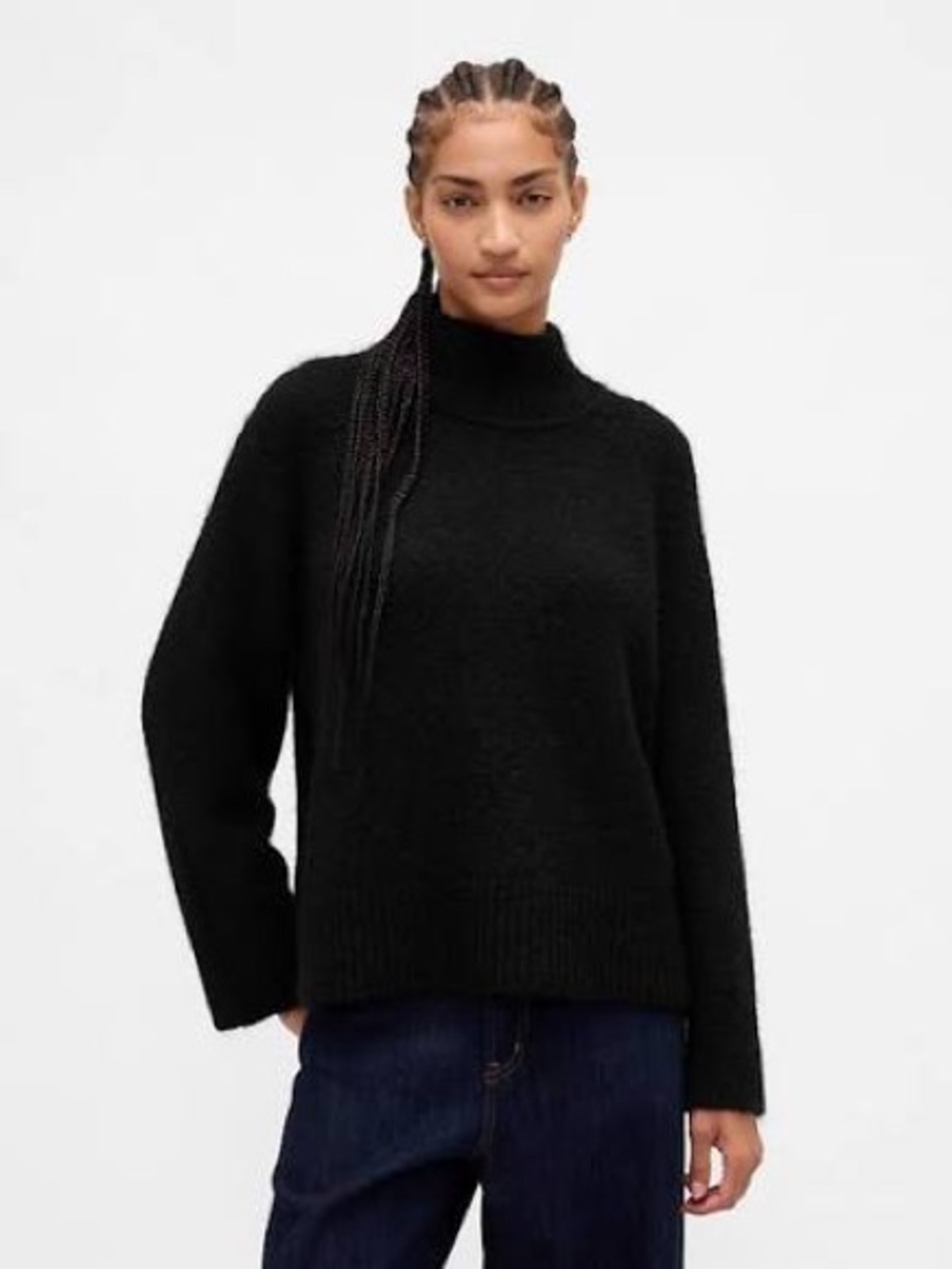 NWT! GAP Soft Cozy Fuzzy Mohair Black Turtleneck Sweater Sz. Medium T